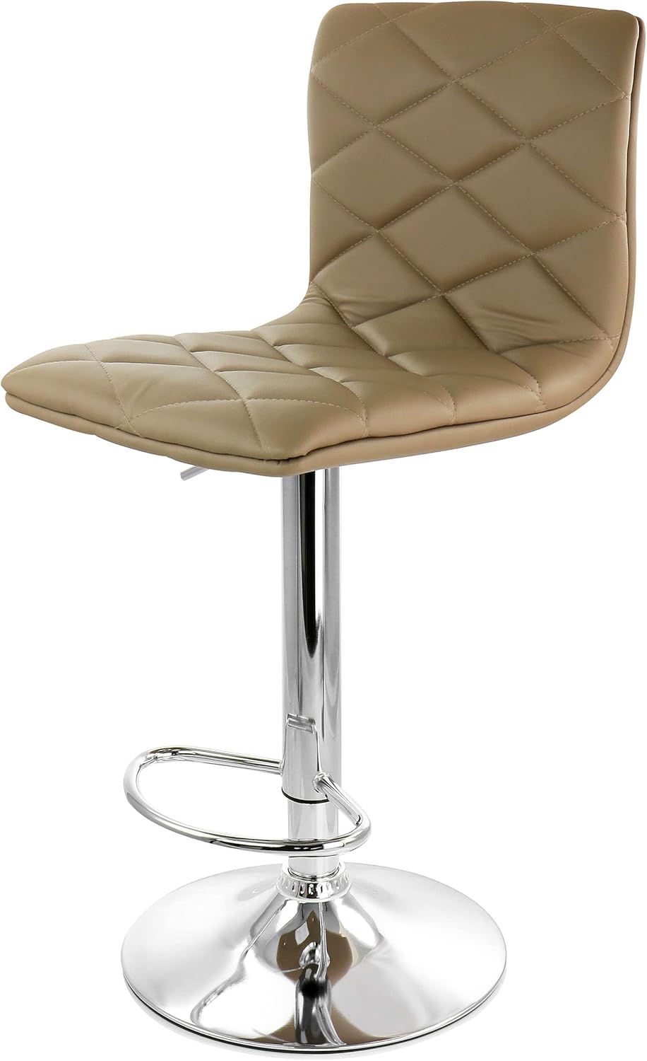 2 Piece Adjustable Faux Leather Bar Stool in Camel with Chrome Base E36561