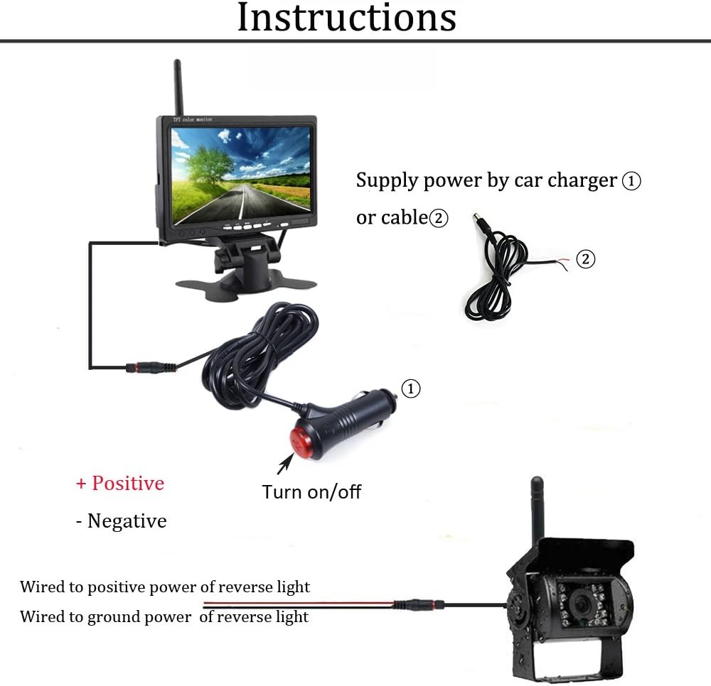 Waterproof Wireless Backup Camera and 7" HD LCD Monitor Kit, Pack of 2 B841