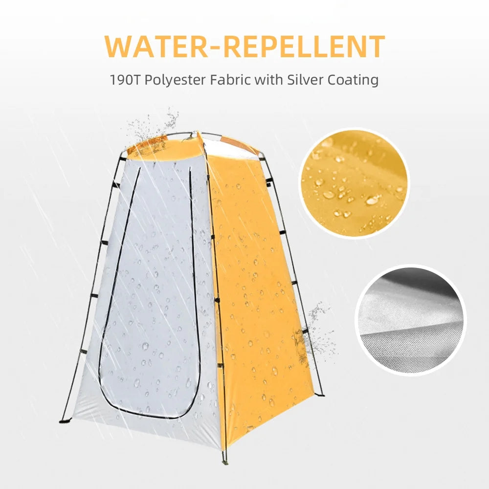 Portable Camping Shower Tent with Ventilation Window and Storage Pocket W423