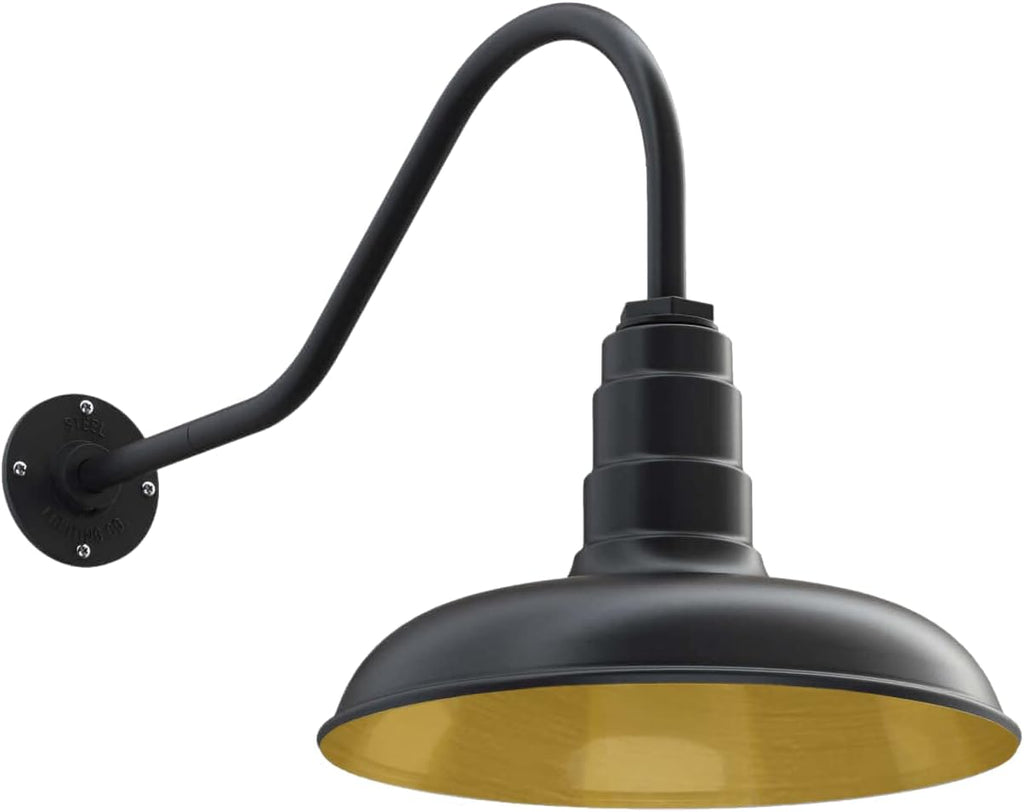 Gooseneck Barn Light with Steel Dome (11 Gooseneck, Green) Q839495
