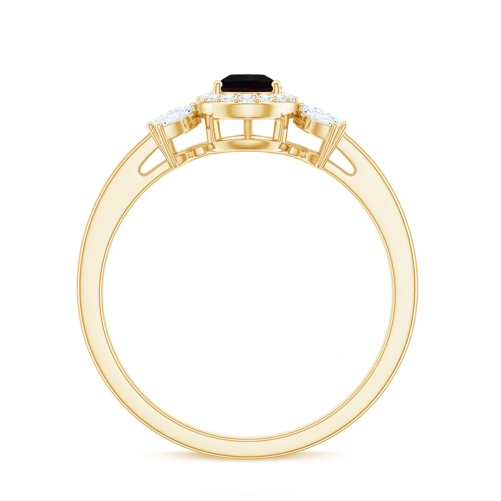 10K Yellow Gold Teardrop Ring with Diamond Halo C82251