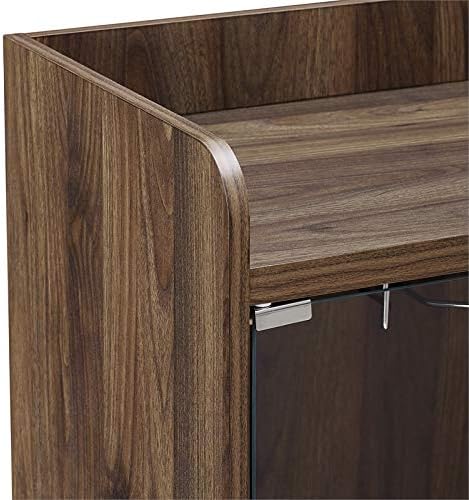 Dark Walnut Glass Door Bar Cabinet V6321