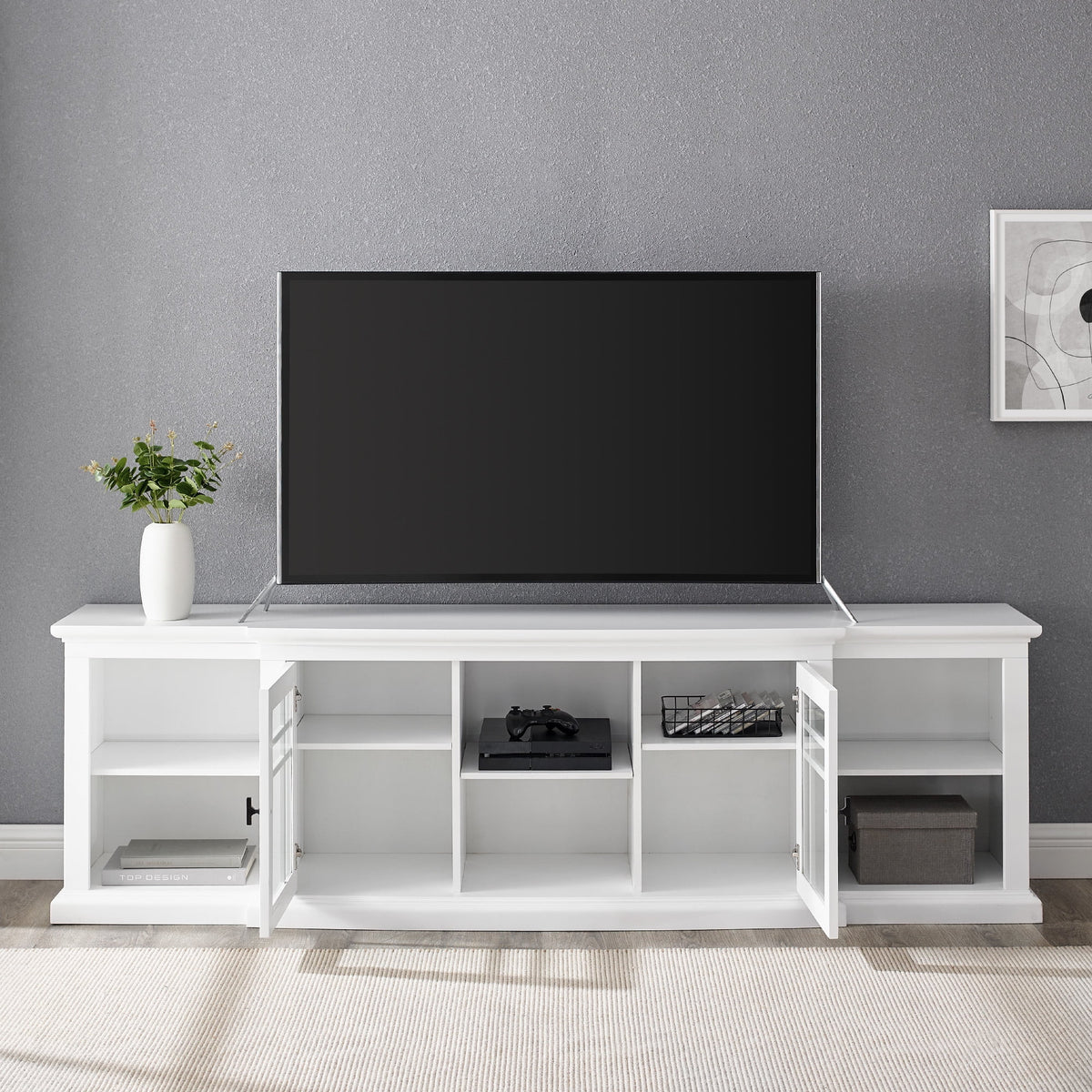White Glass-Door TV Stand X493791