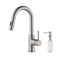 Single Hole Pull-Down Kitchen Faucet with Soap Dispenser Brushed Nickel L5730