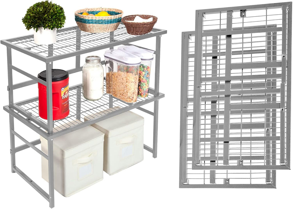 Stackable Steel Storage Shelf 2-Pack White W3661