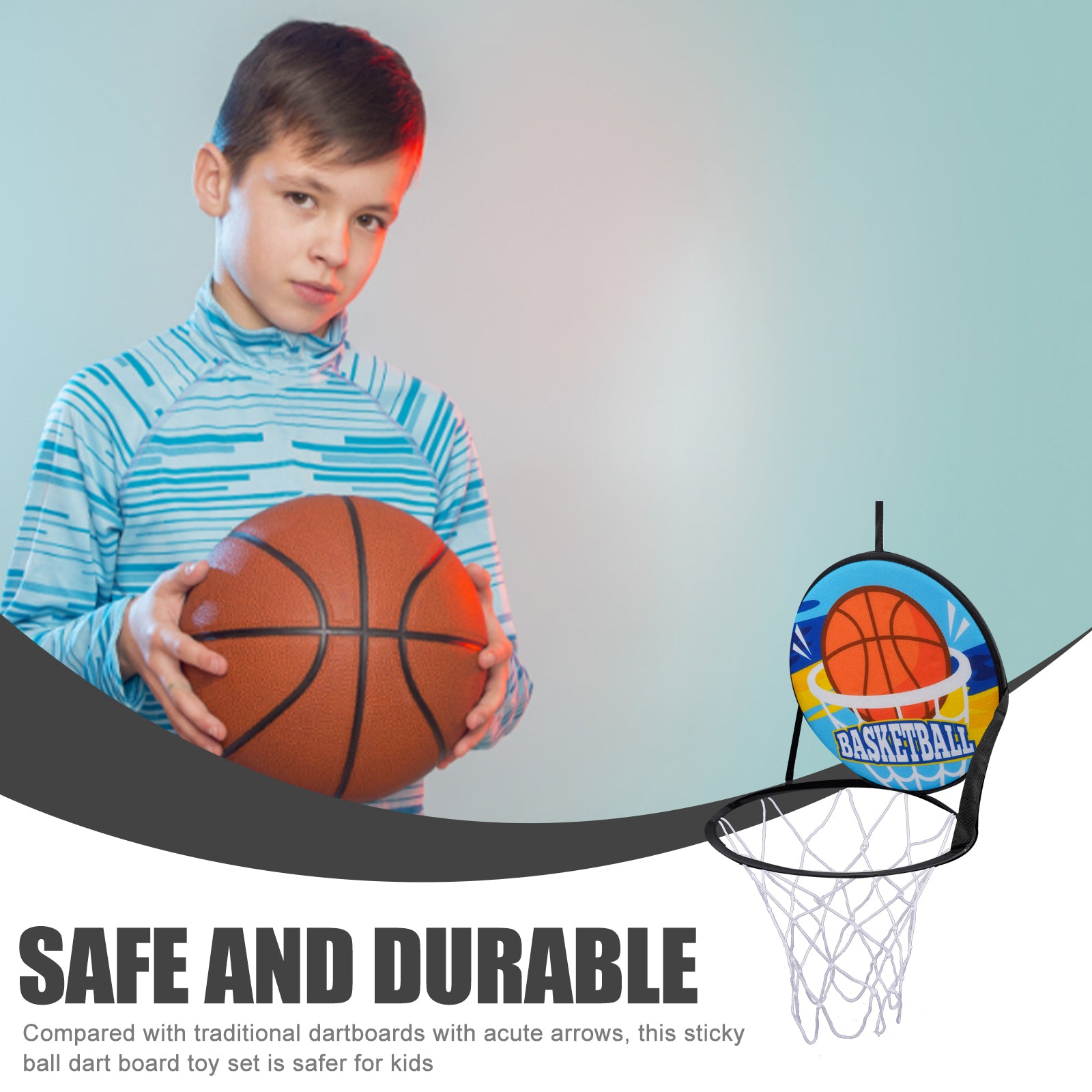 Double Sided Basketball Hoop Dart Board Sticky Ball Set Q21332