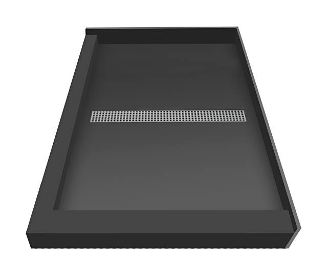 Tile Redi Double Threshold Shower Base with Center Trench Drain and Grate, Silver Y2727
