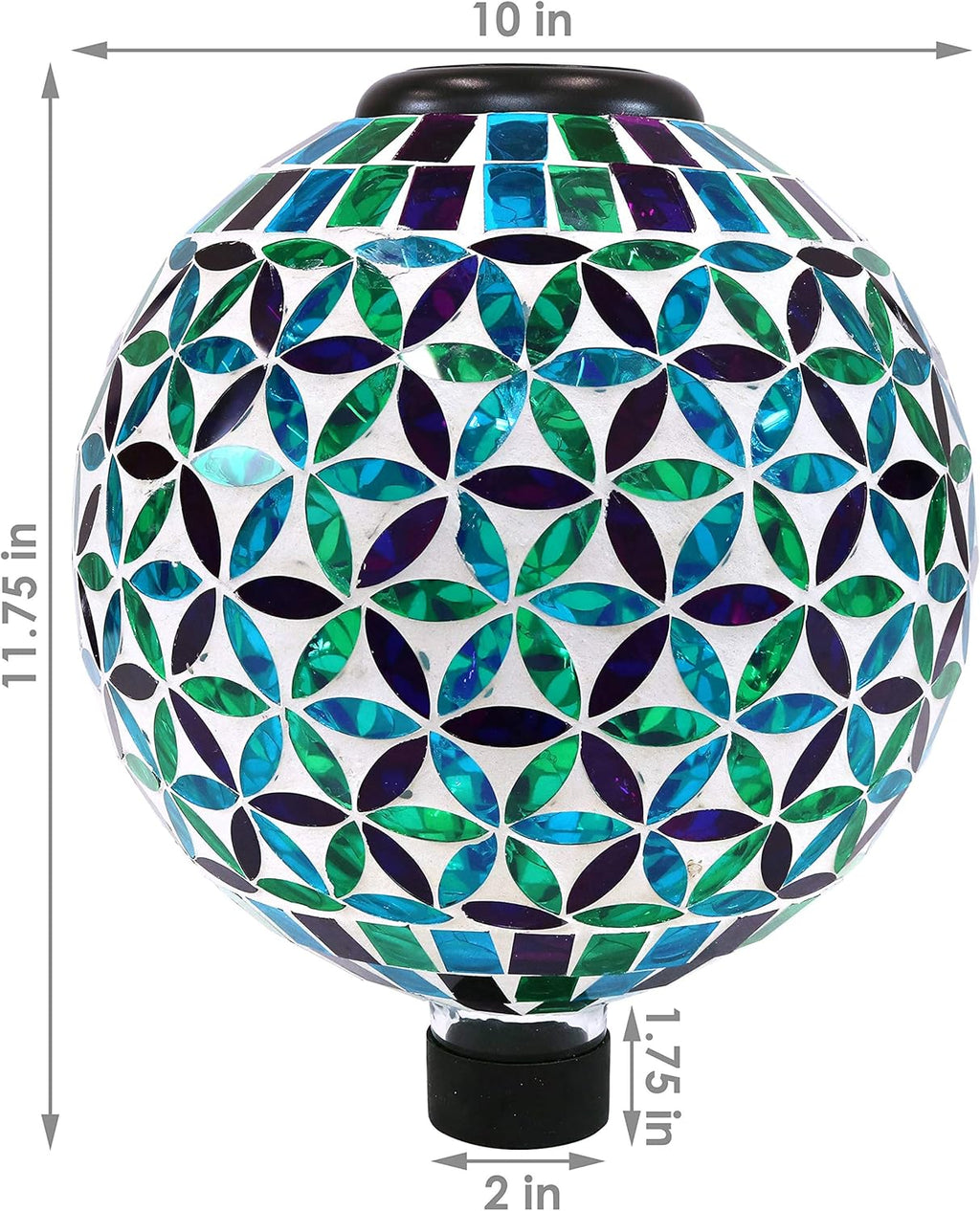 Blue 10-Inch Glass Mosaic Gazing Globe with Solar Light M7587