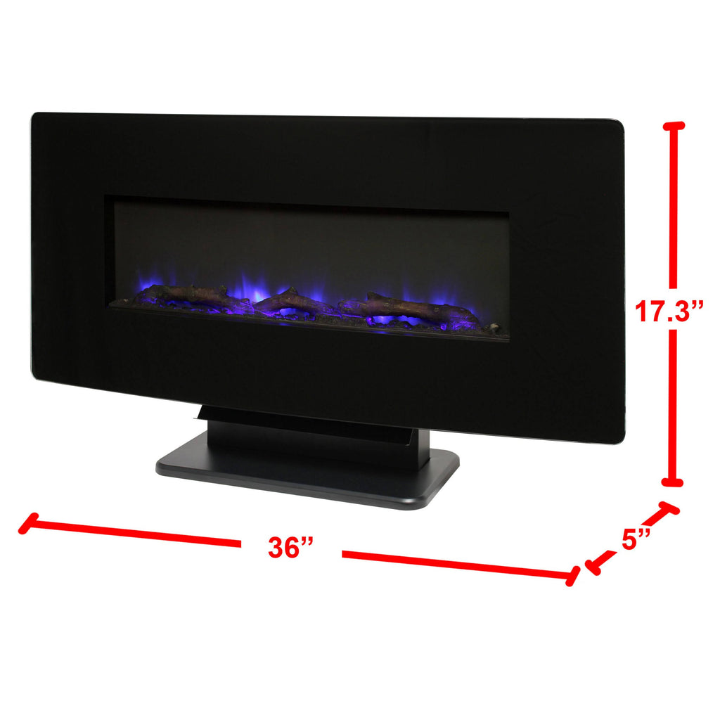 Black Glass Wall Mount Fireplace F387