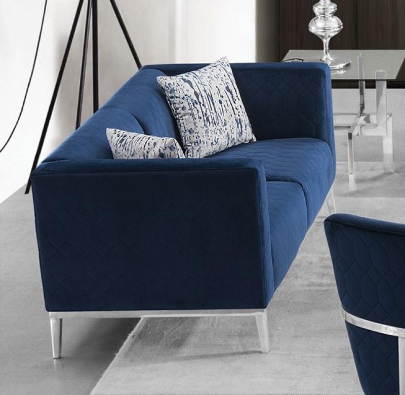 Dark Blue Fabric Sofa & Loveseat Set 2 Pcs H179647