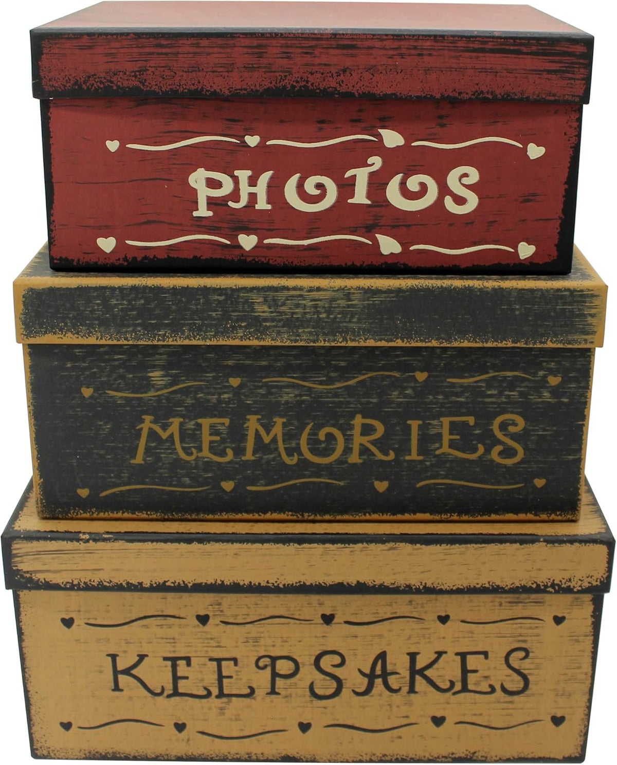 Primitive Vintage Square Cardboard Nesting Boxes, Large 11 X 11 X 5-1/2 Inch, Set of 3, Pack of 2 Z426280