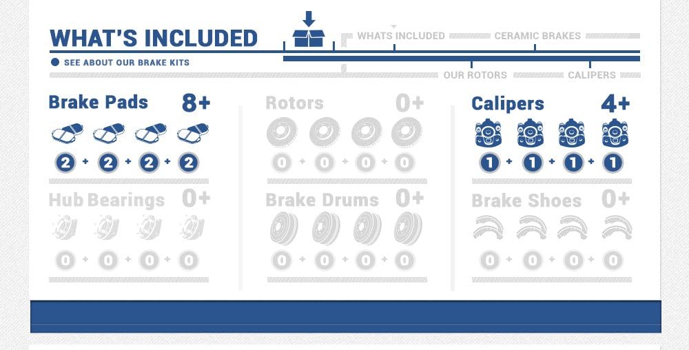 Front and Rear Ceramic Brake Pads Kit with Calipers S48571
