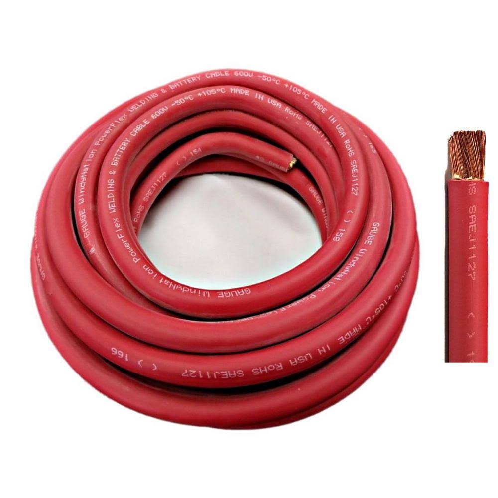 50 Feet Red Pure Copper Flexible Welding Cable Wire I6049