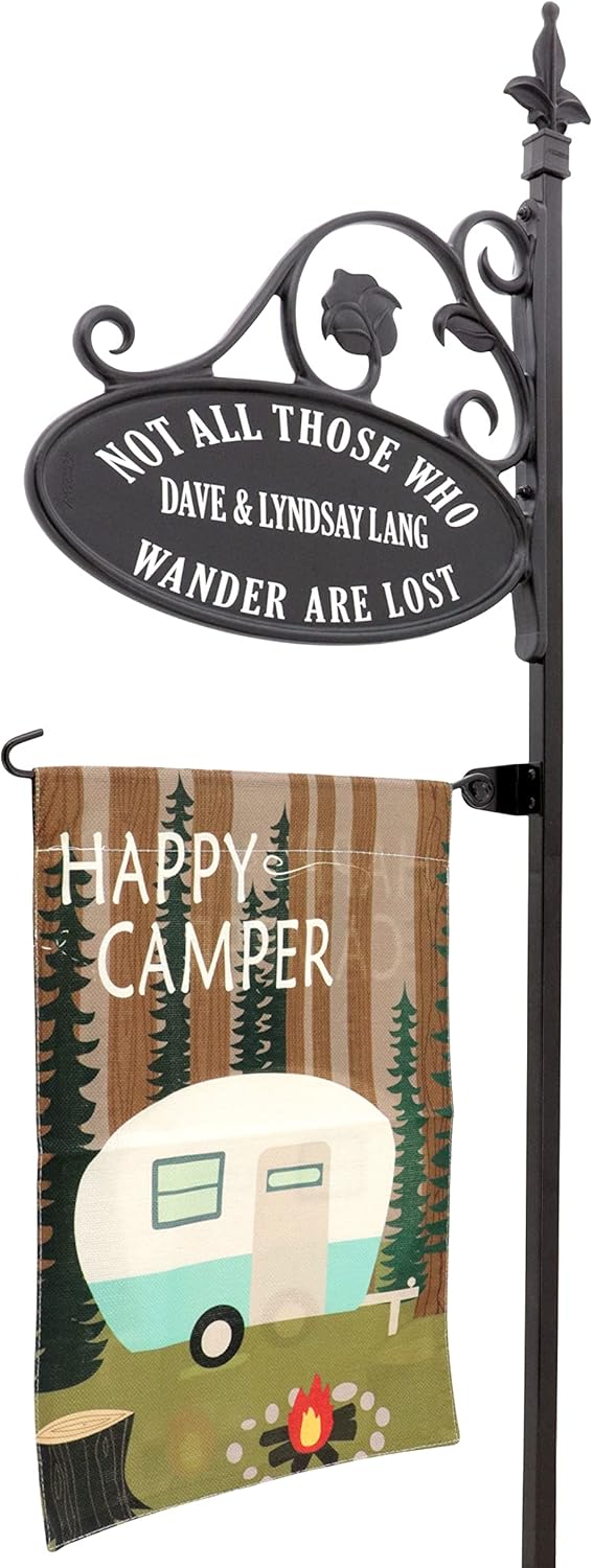 Double Sided Reflective Camping RV Park Sign with Flag U545