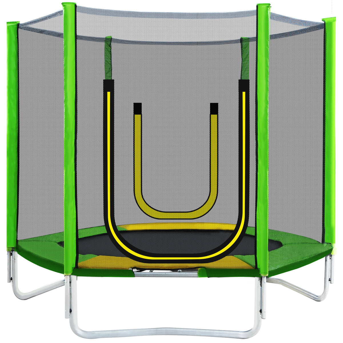 7Ft Round Trampoline with Safety Enclosure Net, Slide and Ladder Z29098