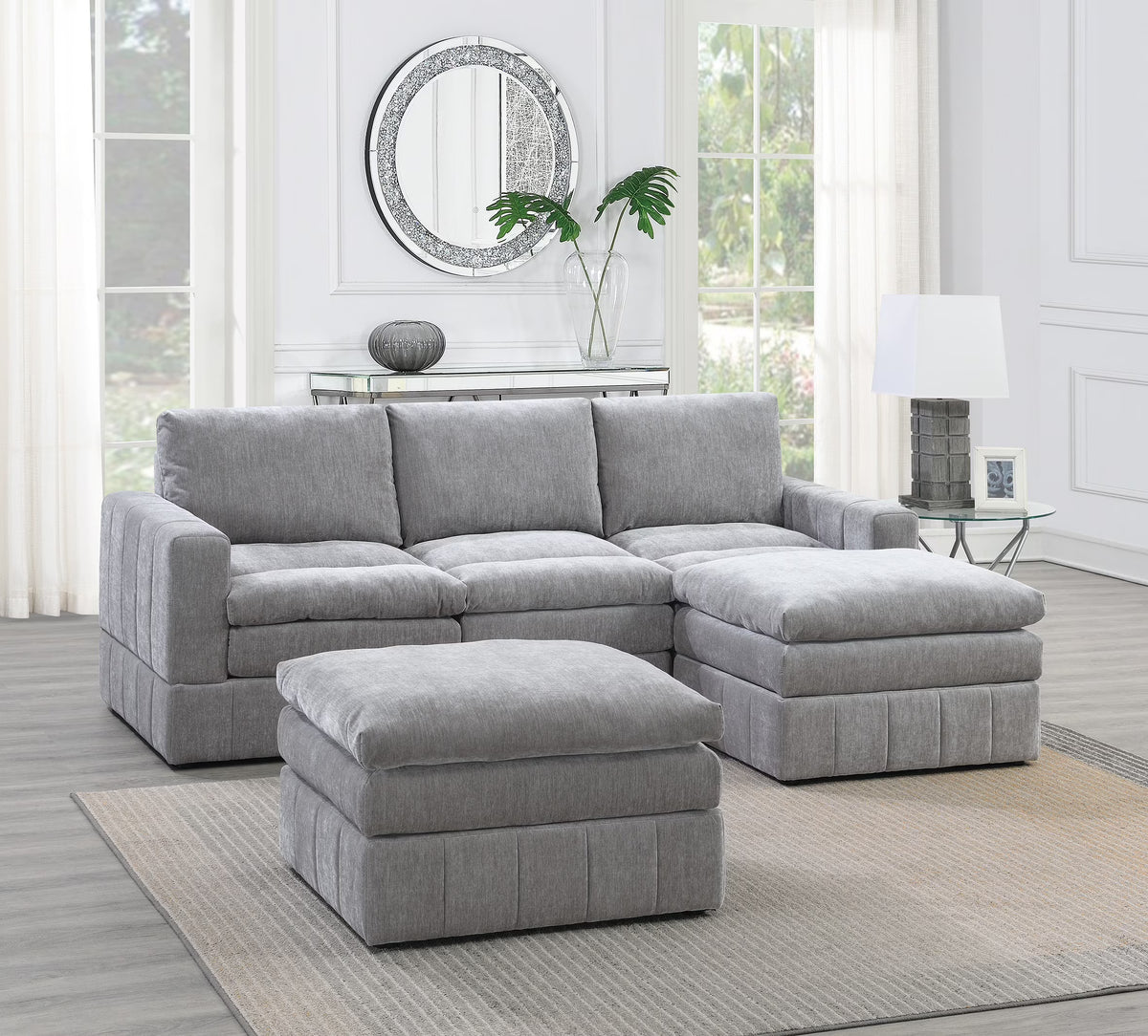 5Pc Modular Sectional Set with Ottoman V822