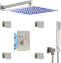Matte Black Ceiling Shower Head System with Handheld and Body Spray Jets P92212
