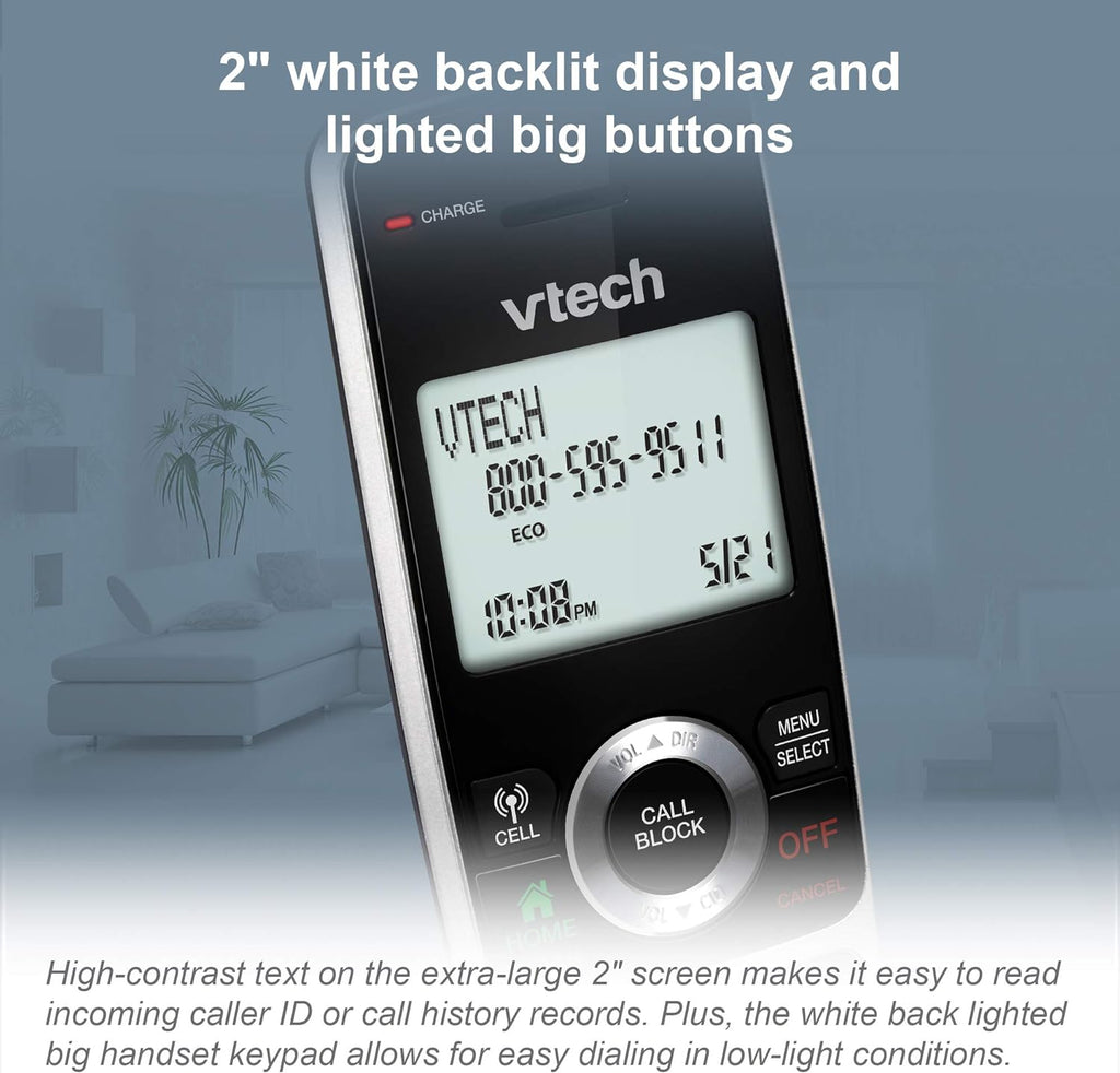 5 Handset Cordless Phone with Answering System, Silver & Black N1419