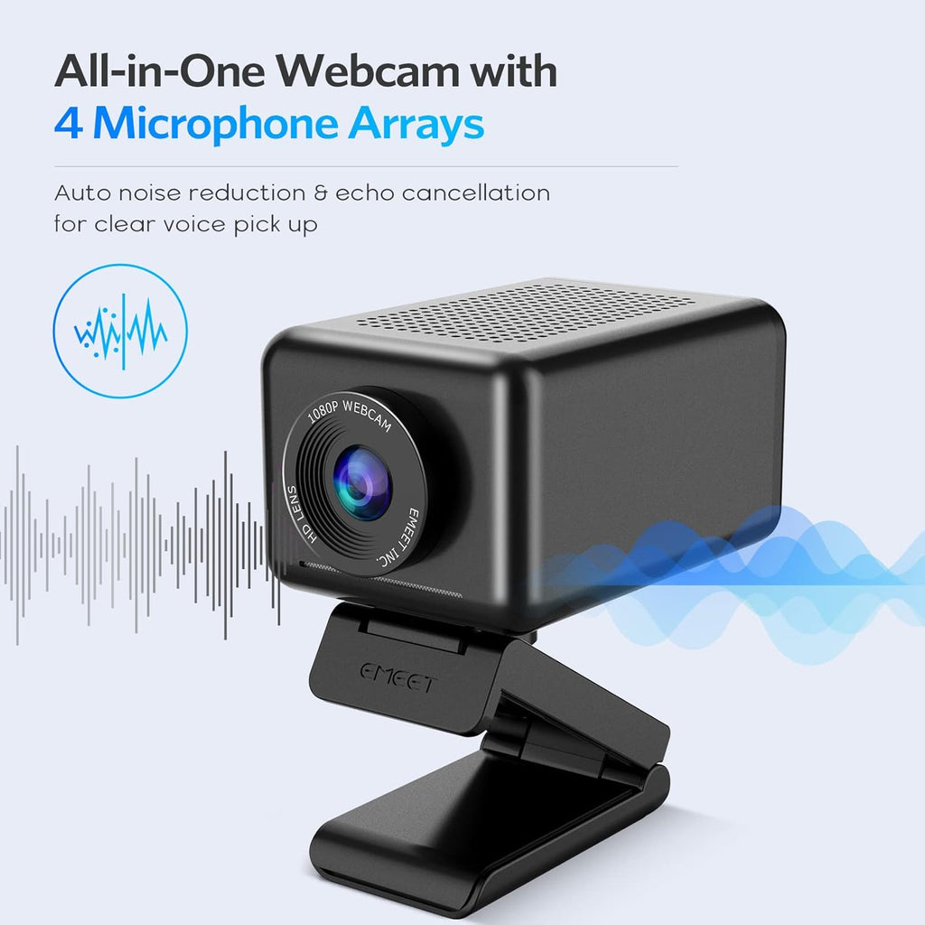 All-in-1 FHD 1080P Webcam with Speaker & 4 Mics H715