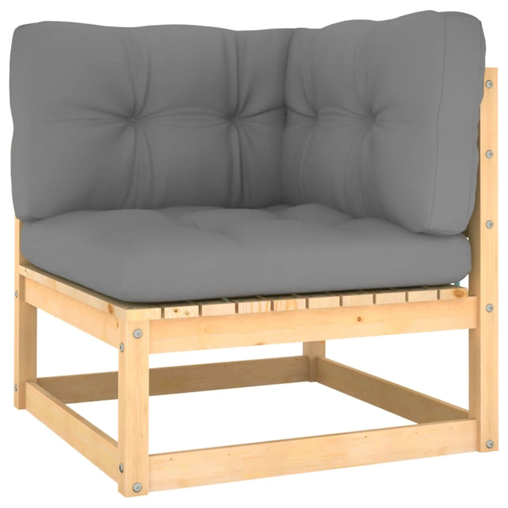 4 Piece Patio Lounge Set with Gray Cushion Pinewood Sectional Outdoor Furniture Set X7202