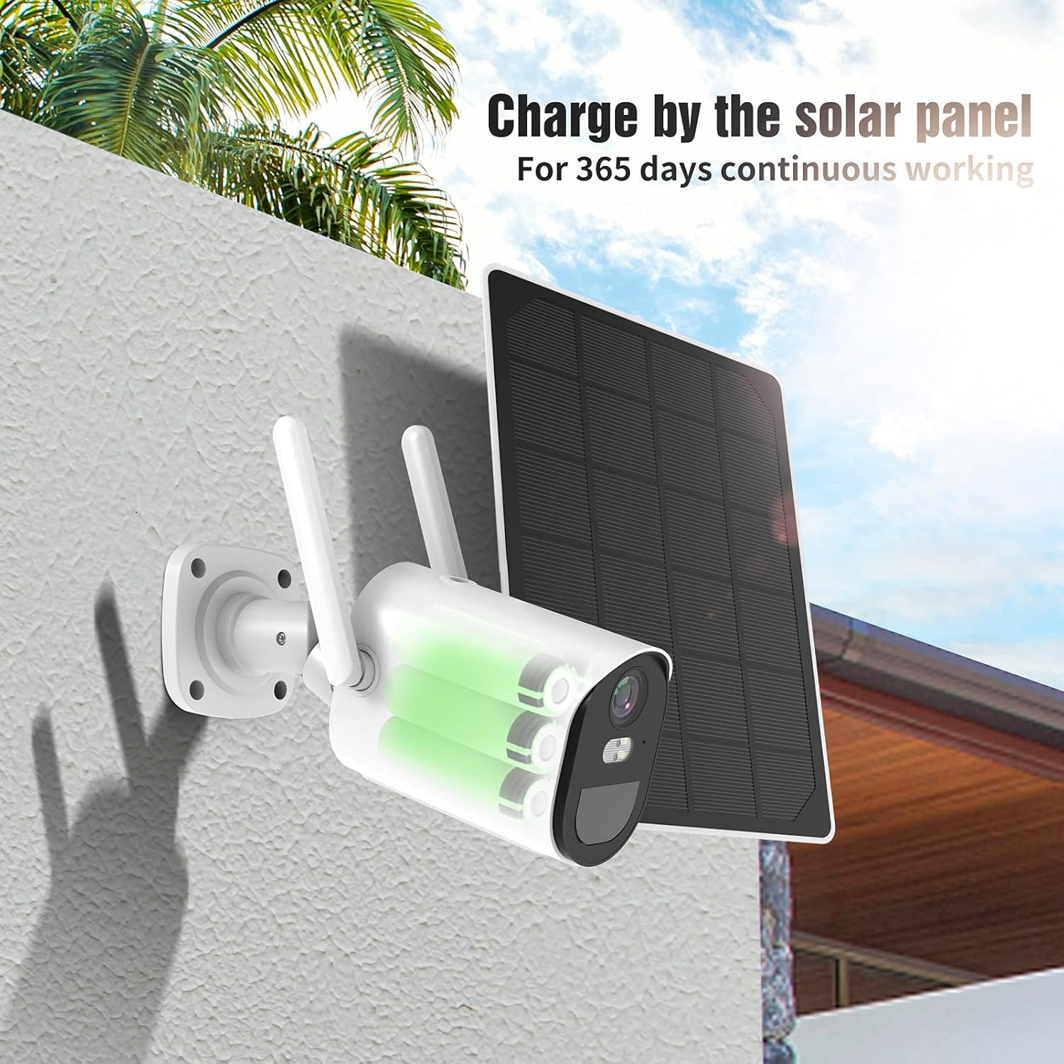 Solar Security Camera Outdoor Wireless Battery Powered 1080p with Spotlight Color Night Vision Two-Way Talk Siren Alarm Motion Detection Y119