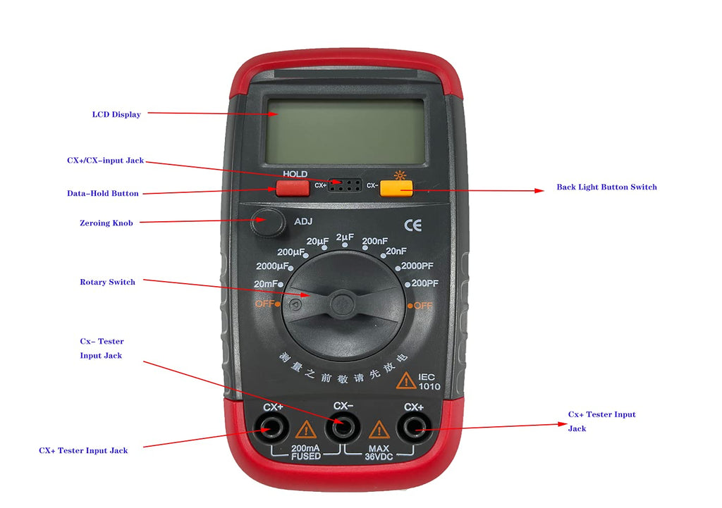 Capacitor Tester Capacitance Meter Handheld Digital with LCD Display, 0.1pF - 20000uF, Pack of 2 U4427