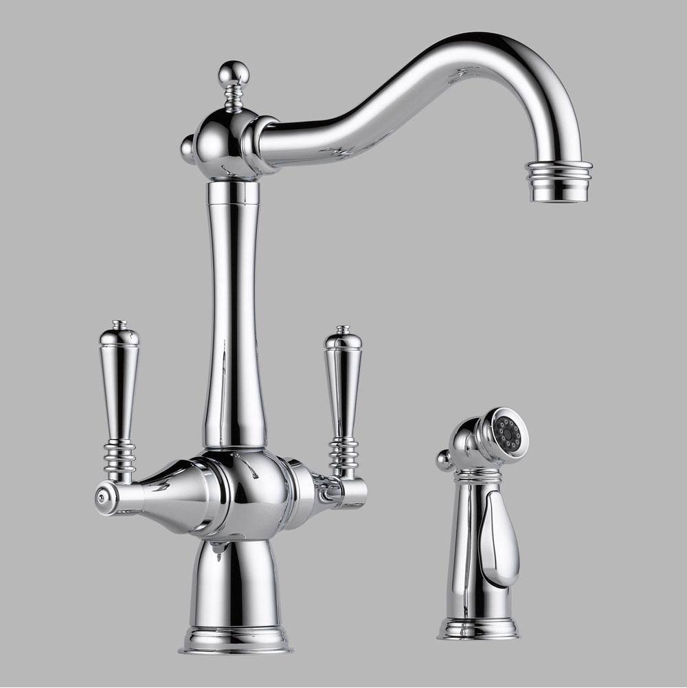 Chrome Two Handle Kitchen Faucet with Spray F1025