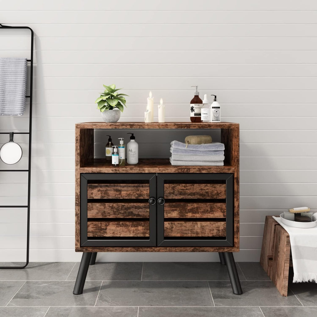 Rustic Brown Storage Sideboard Buffet Table H2421