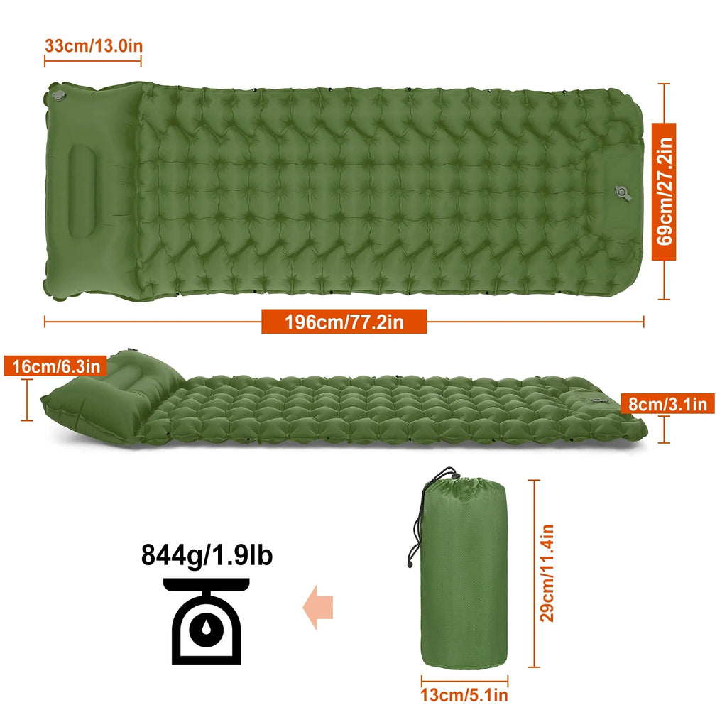 Ultralight Inflatable Camping Sleeping Pad with Pillow and Built in Pump T938387