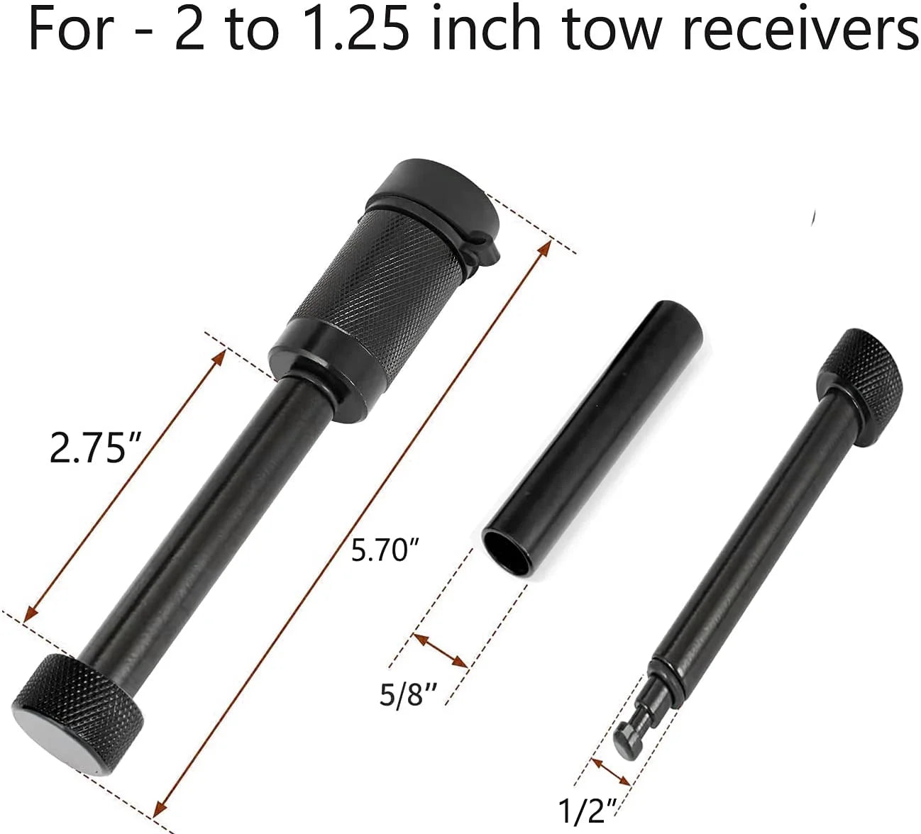 5/8" and 1/2" Black Trailer Hitch Pin Lock Set D13093