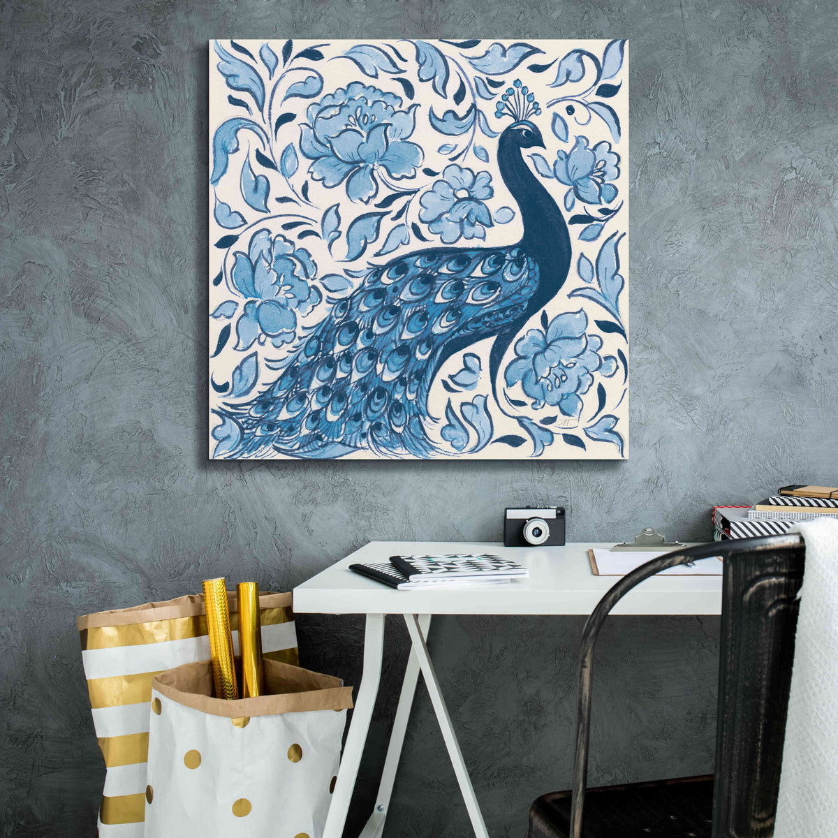 Peacock Garden IV Giclee Canvas Wall Art, 26"x26" T990014