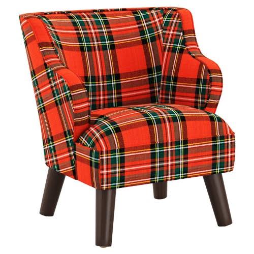 Red Plaid Kids Accent Chair Z2885