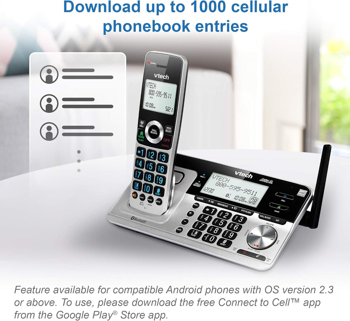 5 Handset Cordless Phone with Answering System, Silver & Black N1419