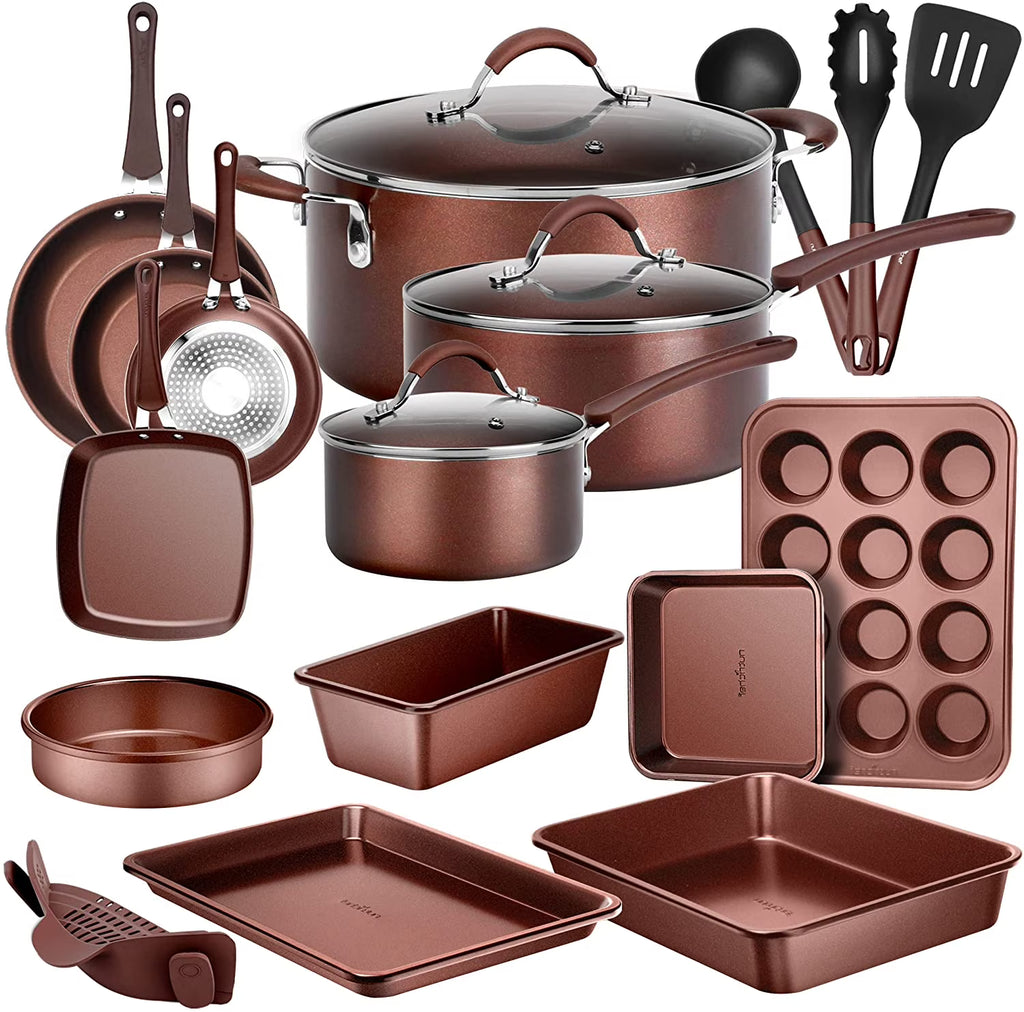 20 Piece Non Stick Pots and Pans Cookware and Bakeware Set J2455