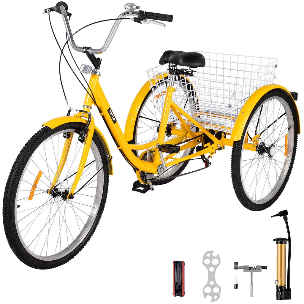 Adult Tricycle 26 inch 7-Speed 3 Wheel Cruiser Bike with Basket L253