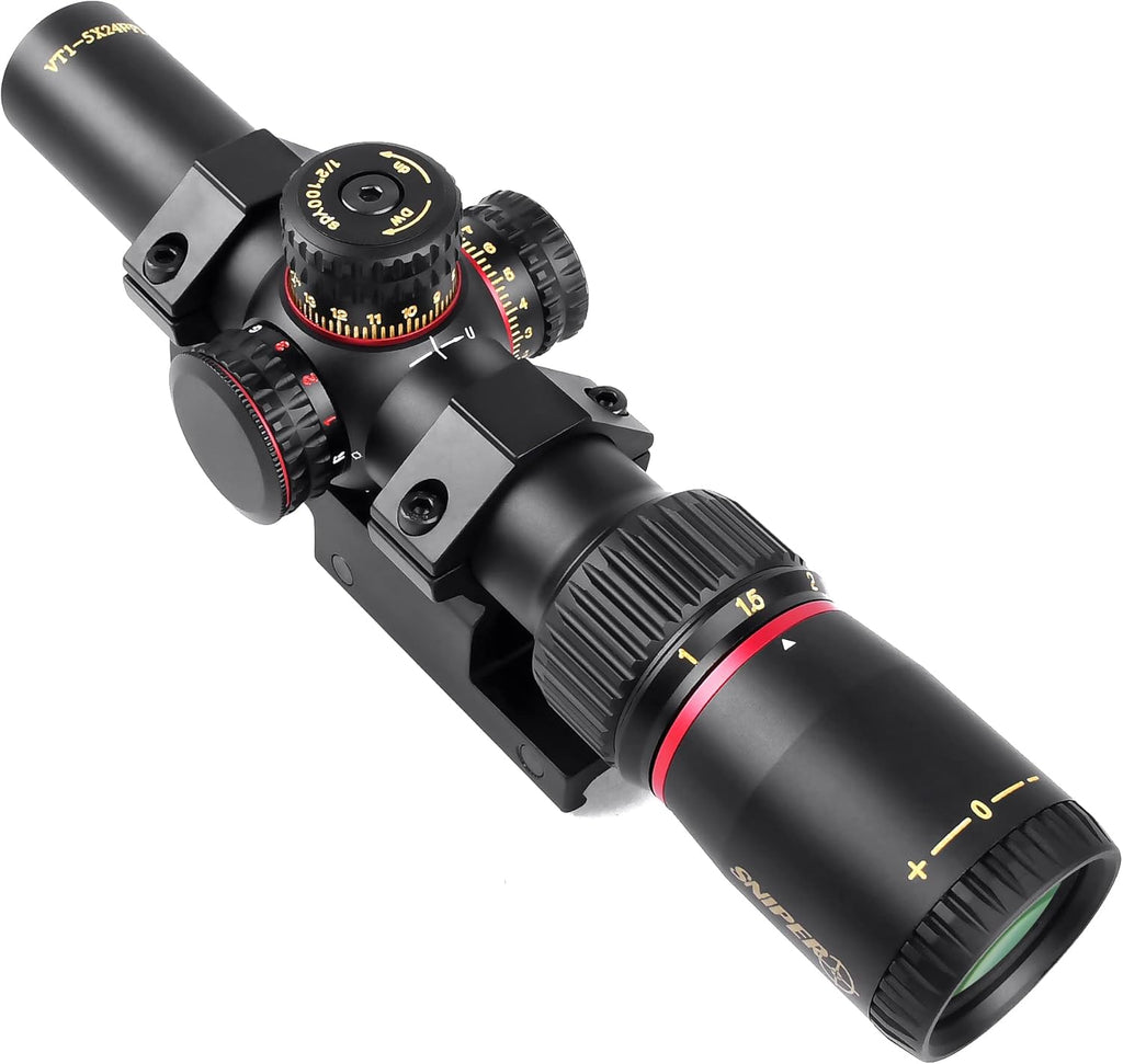 1-5X24 FFP Scope with Red/Green Illuminated Reticle and Scope Mount I1733