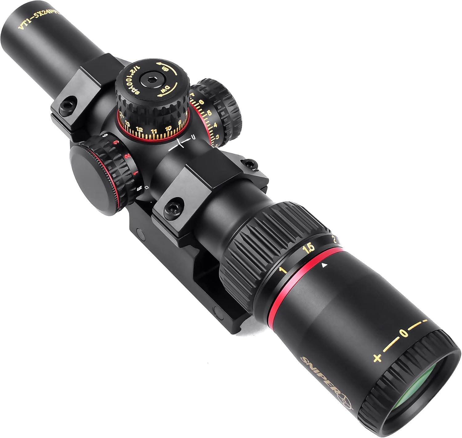 1-5X24 FFP Scope with Red/Green Illuminated Reticle and Scope Mount I1733
