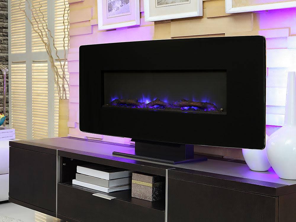 Black Glass Wall Mount Fireplace F387