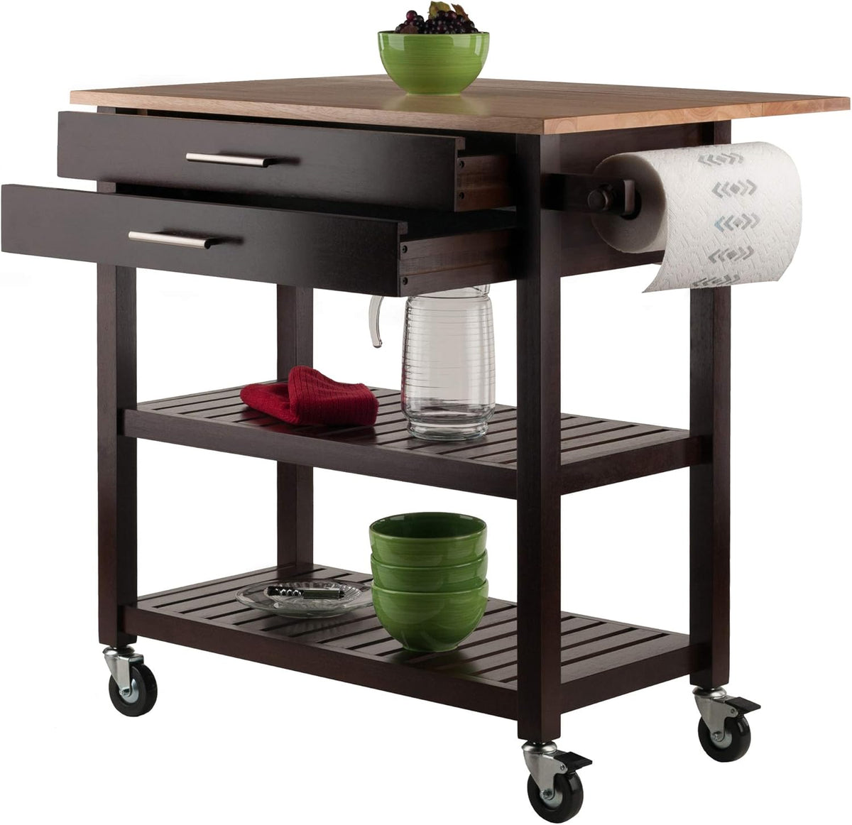 Cappuccino/Natural Kitchen Cart H29047