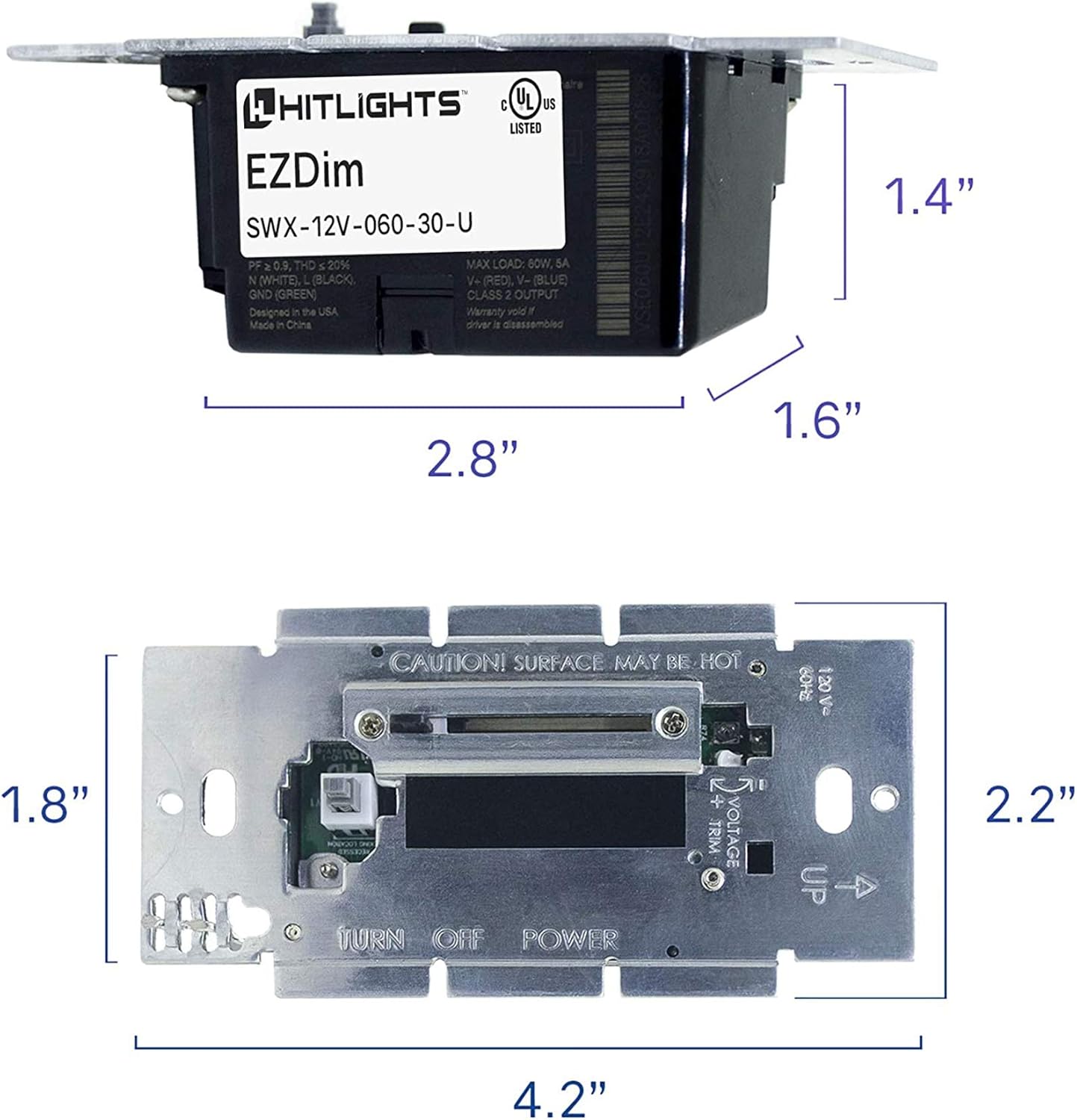 100 Watt LED Driver and Dimmer Switch, 120V AC – 24V DC Wall Dimmer Switch G7096