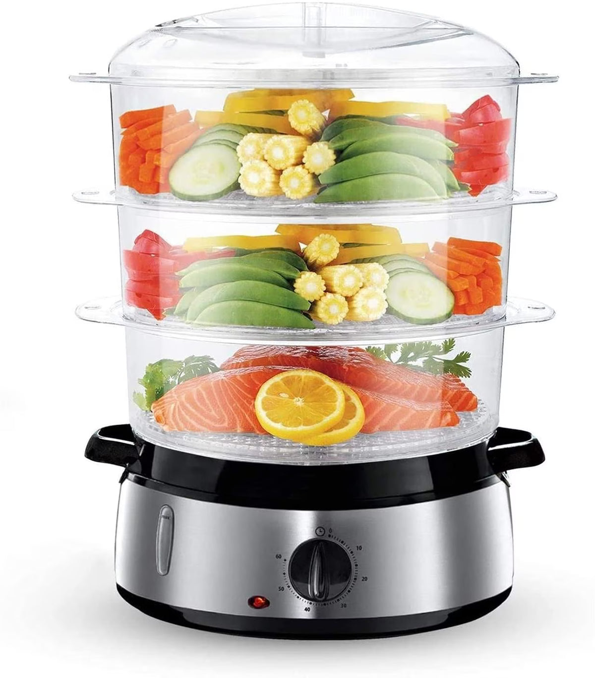 White 9.5 QT 3-Tier Electric Steamer X3002