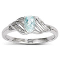 14k White Gold Aquamarine Real Diamond Ring G644