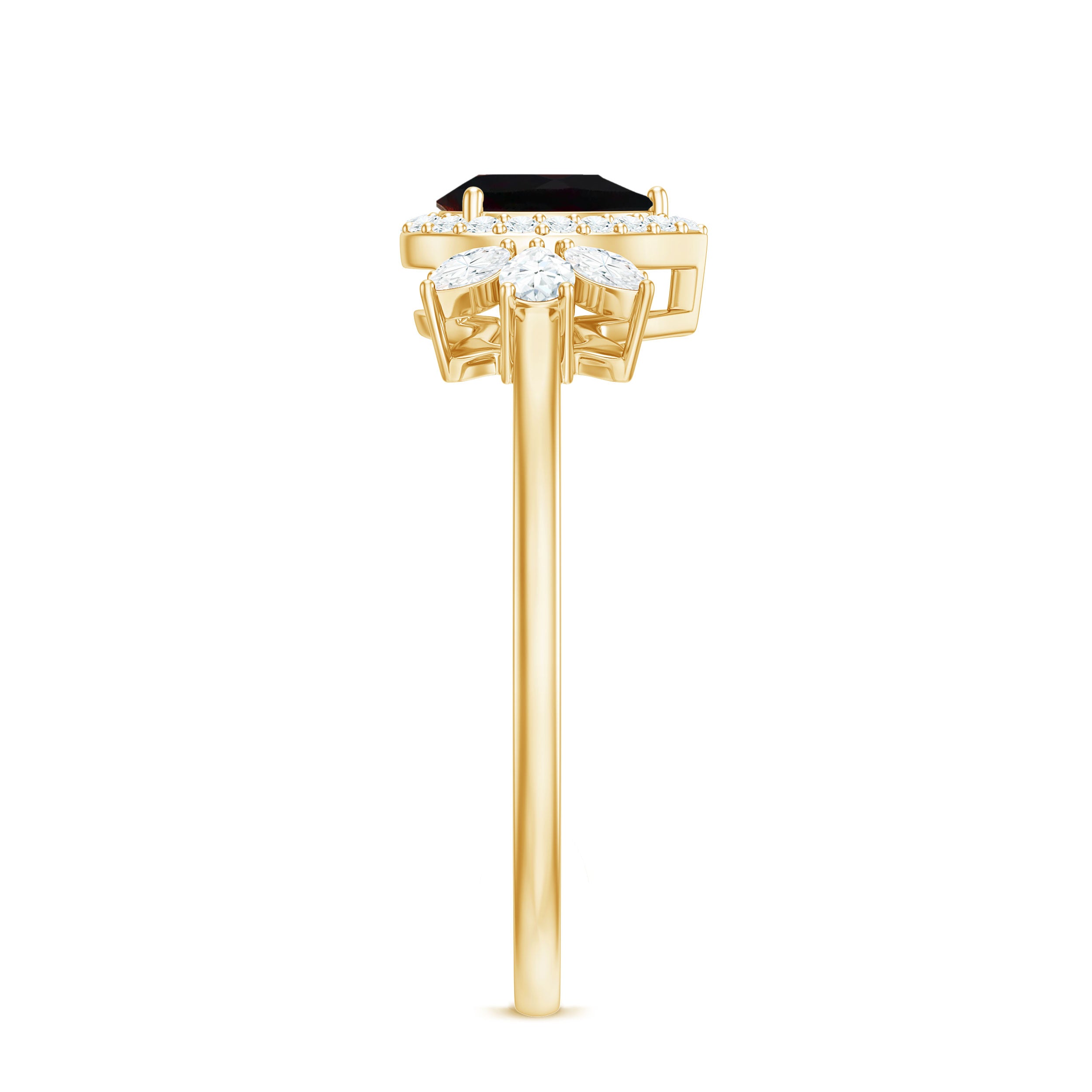 10K Yellow Gold Teardrop Ring with Diamond Halo C82251