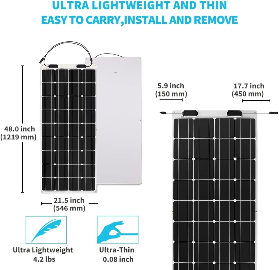 100 Watt 12 Volt Monocrystalline Flexible Solar Panel T176278