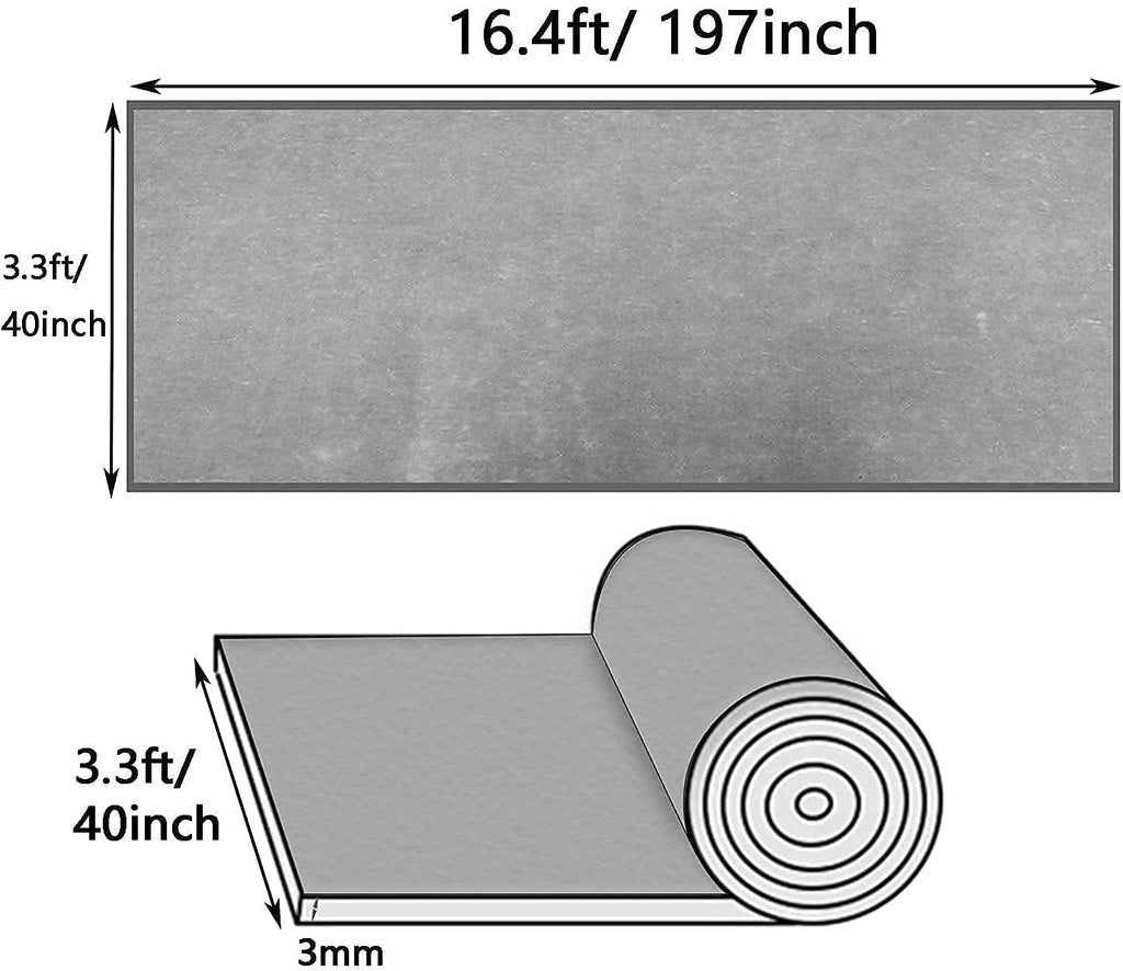 16.4ft x 3.3ft Black Non-Slip Rubber Floor Mat Roll O5032