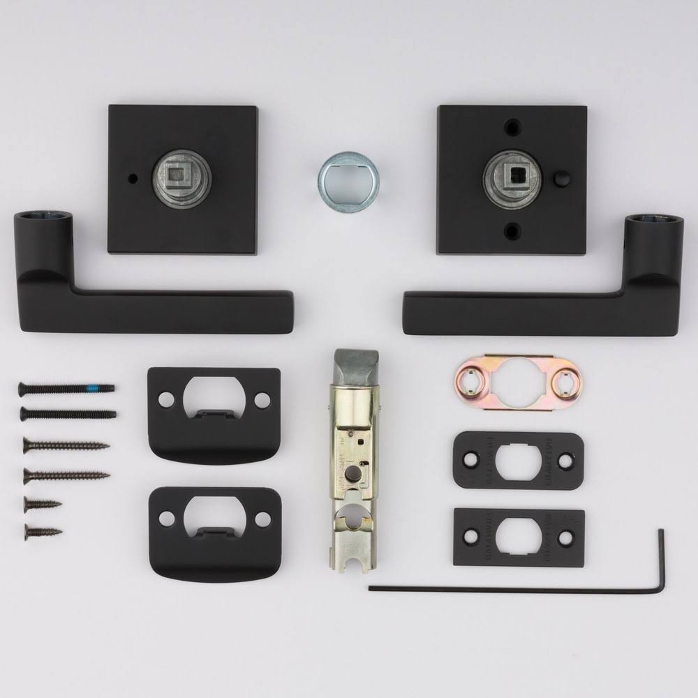 Satin Black Square Privacy Lever Set C609