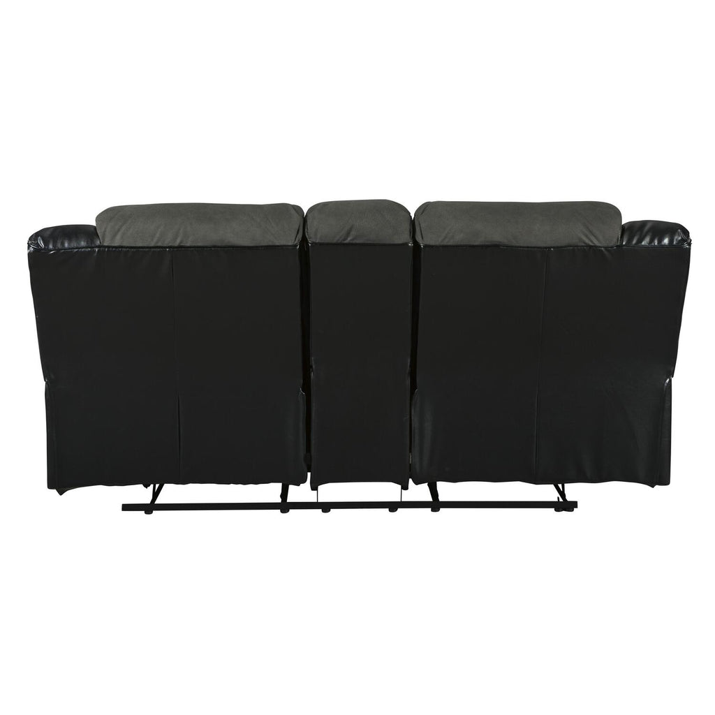 Black and Gray Wooden Dual Recliner Loveseat with Console and Cupholders Q5520