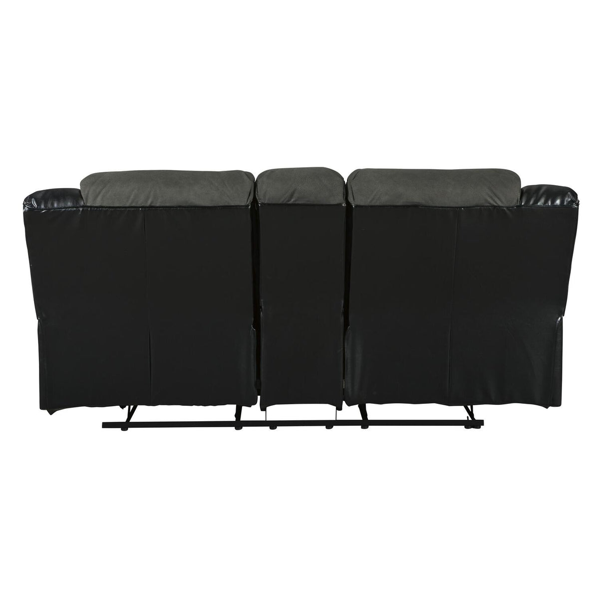 Black and Gray Wooden Dual Recliner Loveseat with Console and Cupholders Q5520