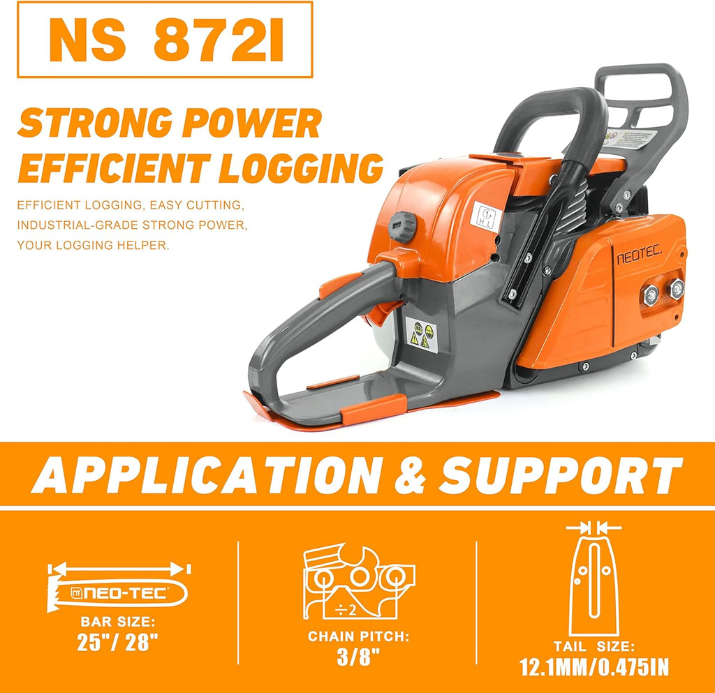 72cc Gas Chainsaw with NGK Spark Plug, 24 Inch Bar N911