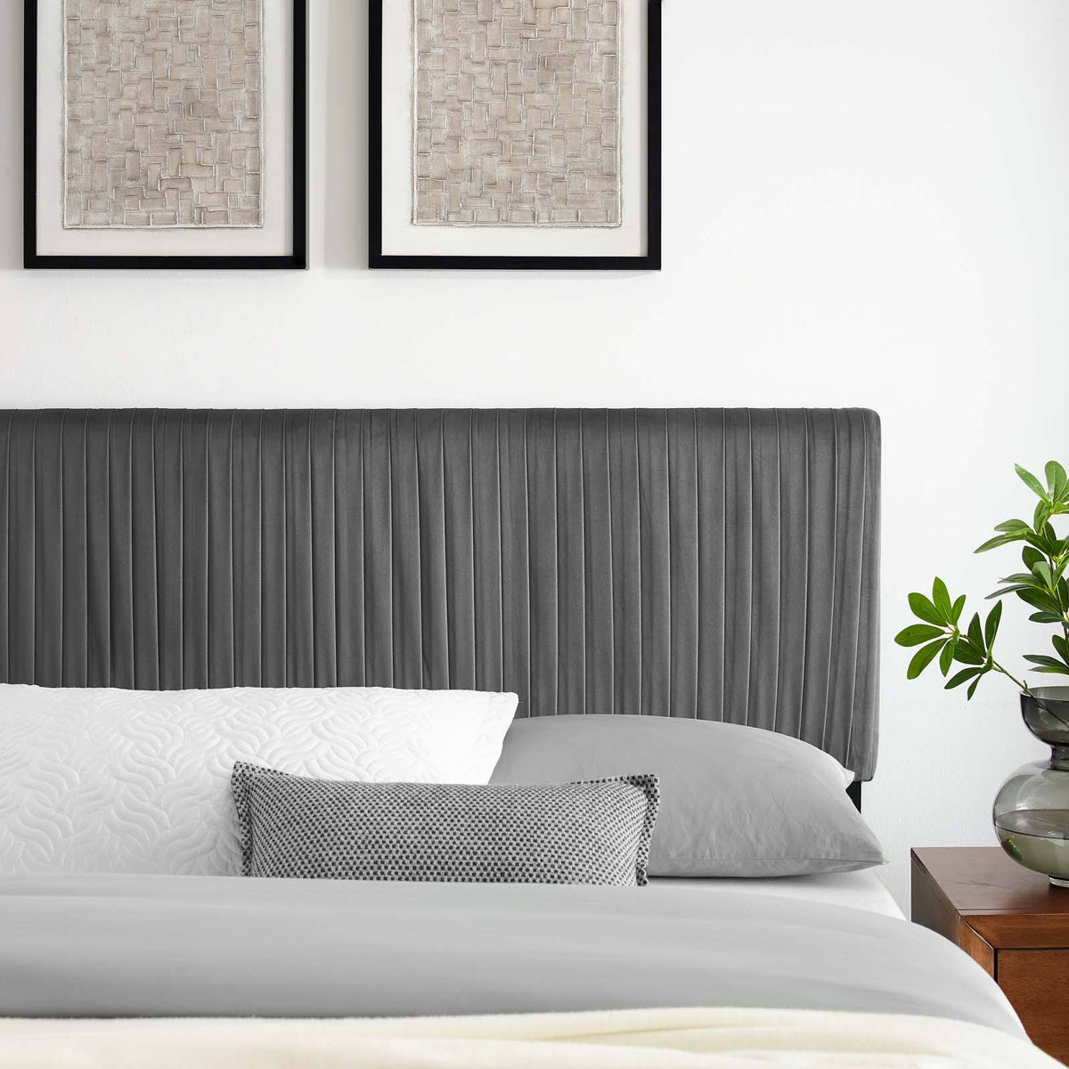 White Performance Velvet King/California King Headboard A132